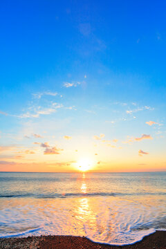Morning sun and sea, Japan,Mie Prefecture,Minamimuro District, Mie,Mihama, Mie