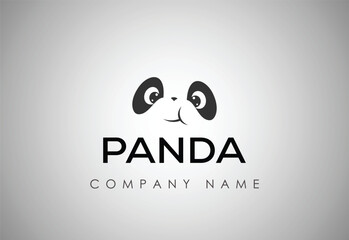 Panda bear silhouette Logo design vector template. Funny Lazy Logo Panda animal Logotype concept icon.logo for company