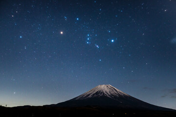 Orion and Mt. Fuji, Japan,Yamanashi Prefecture,Minamitsuru District, Yamanashi,Fujikawaguchiko, Yamanashi,Fuji Kemine