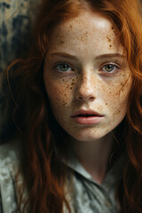 Ginger Beauty: Portrait of a Freckled Young Woman 