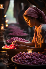 Young Woman Working with Fruits