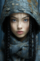 Artistic Portrait: Beautiful Blue-Eyed Girl