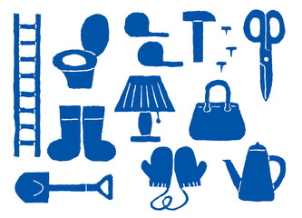 筆で描いた生活雑貨用品のシルエット1