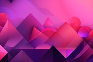 Abstract gradient background in pink purple tones with geometric shapes. Generative AI