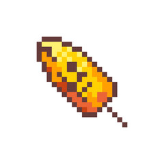 Obraz premium Pixel Art Grilled Corn. Retro 8 bit Style Street Food Grilled BBQ Corn on the Cob Illustration. Ideal for Sticker, Retro Decorative Element, Game Asset, Emoji, Patch or Cute Geek Avatar. 