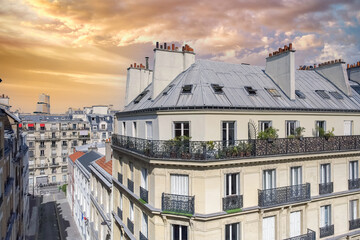 Paris, typical facades, and the new courthouse, the Palais de justice in background
