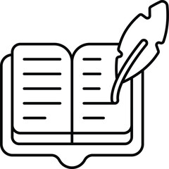 book with quill line icon design style