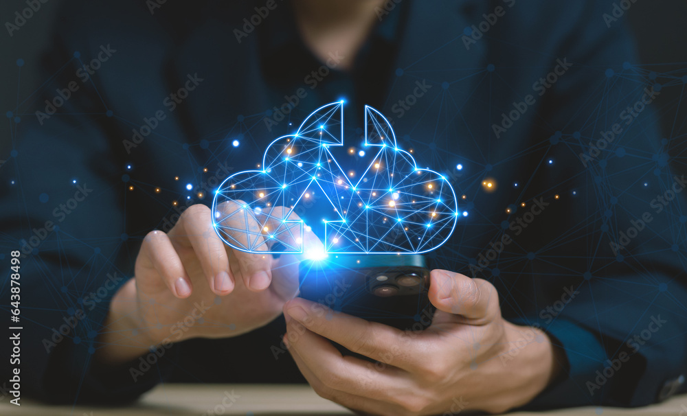 Aufkleber cloud computing with icons concept digital technology big data