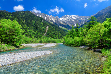 Azusagawa River and Hotaka mountains, Japan,Nagano Prefecture,Matsumoto, Nagano