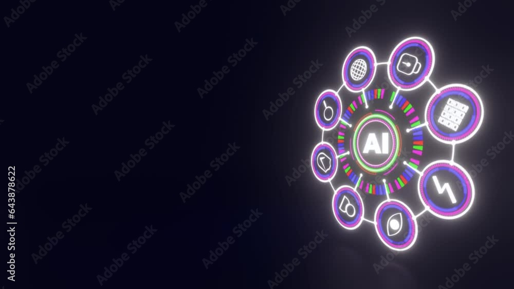 Fototapete 3d render animation of artificial intelligence and automated machine learning language blue digital 