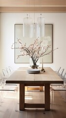 Serene Sophistication: Minimalistic Dining Room Elegance. Generative AI 8