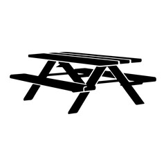 Picnic Table Icon Silhouette Illustration. Furniture Outdoor Park.
