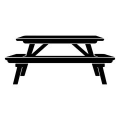 Picnic Table Icon Silhouette Illustration. Furniture Outdoor Park.