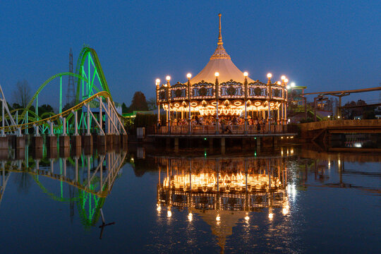 Merry-go-round and illumination, Japan,Saitama Prefecture