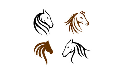 set of vector horse head logo template