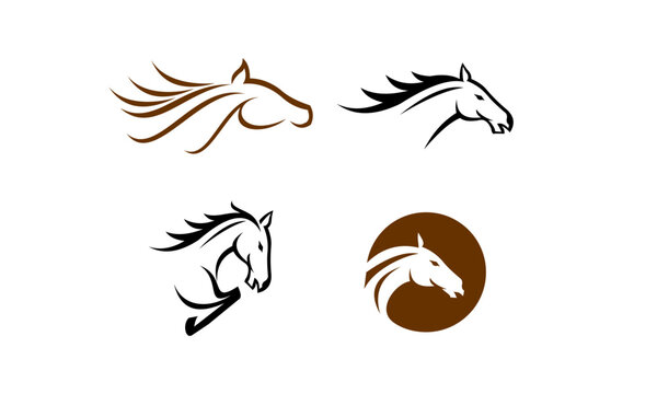 set of vector horse head logo template