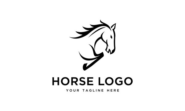 vector horse head line art logo template