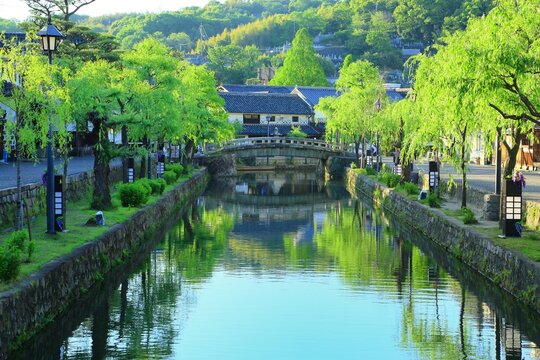 Kurashiki aesthetic area in fresh green , Japan,Okayama Prefecture,Kurashiki, Okayama
