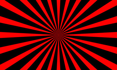 Red and black starburst, Radial, radiating lines  Sunburst pattern, vector illustration