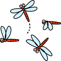赤とんぼのデフォルメイラストセット © logistock