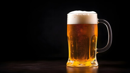 mug of beer on dark background