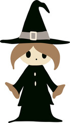 freehand drawing of halloween witch.