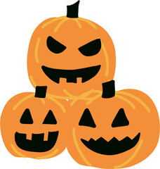 freehand drawing of halloween pumpkin.