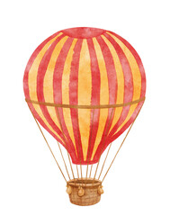 Vintage hot air balloon. Watercolor illustration isolated on white.
