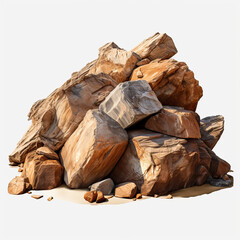Stone boulder mining clay ore isolated without background. Generative AI
