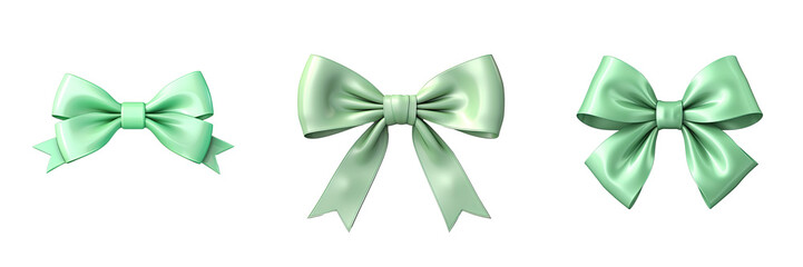 Three white satin ribbons transparent background bow