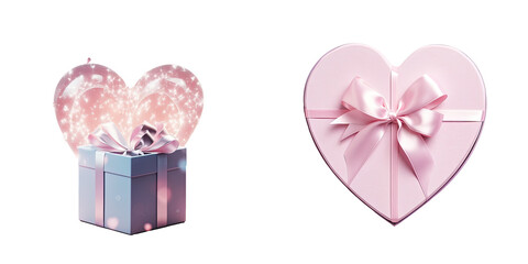 box in shape of heart was opened transparent background