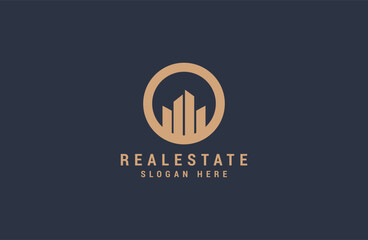 Obraz premium Building real estate logo template. luxury line vector illustration