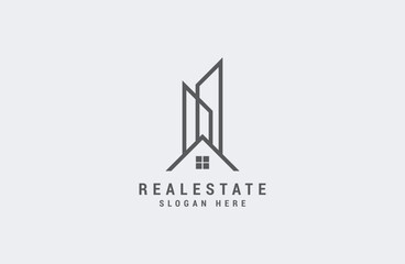 
Building real estate logo template. luxury line vector illustration