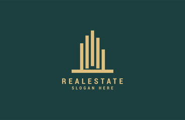 
Building real estate logo template. luxury line vector illustration
