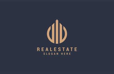 
Building real estate logo template. luxury line vector illustration