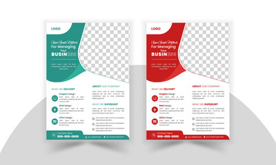 Corporate business flyer design and digital marketing agency brochure set cover template with photo Free Vector, creative design with minimal presentation.