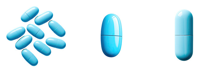 transparent background with blue pill isolated