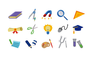 Set of school tools collections, with hand drawn style