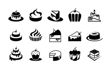 Set of cake logo collections, with hand drawn style