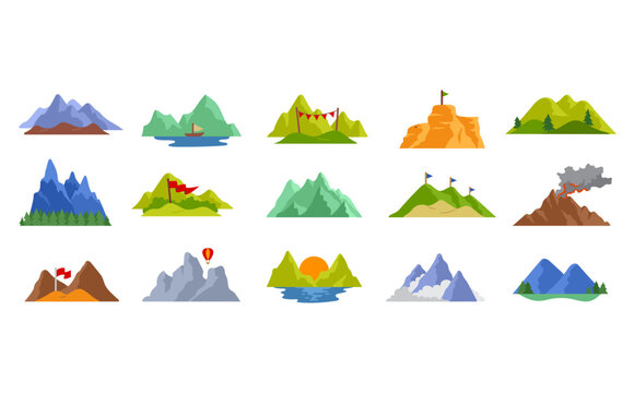 Set of mountain day collections, with hand drawn style