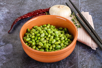 Bowl of delicious edamame beans