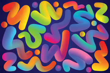 Gradient doodle shapes, illustration vectors. Colorful wave forms, vibrant waves, Blend color strokes.