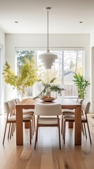 Simplicity and Warmth: A Scandinavian-inspired Dining Oasis. Generative AI 5