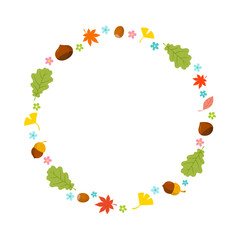 Autumn elements decorative circular frame on white background.