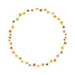 Autumn abstract decorative circular frame on white background.