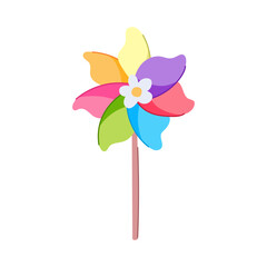 plastic pinwheel toy cartoon. play rotate, pin fan, origami fun plastic pinwheel toy sign. isolated symbol vector illustration