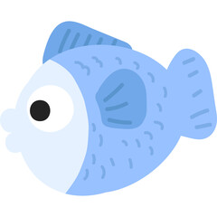 Cartoon blue fish icon illustration