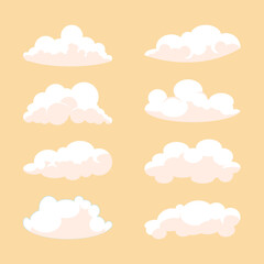 Set of Hand drawn Flat Clouds Illustration