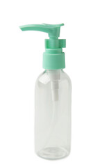 Empty travel cosmetic bottle isolated on white background