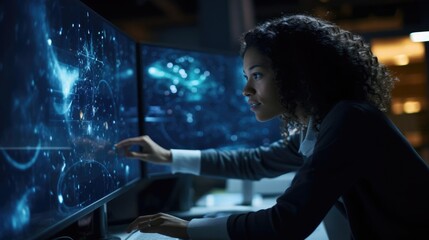 Portrait of a woman at a research institute analyzing astronomical data